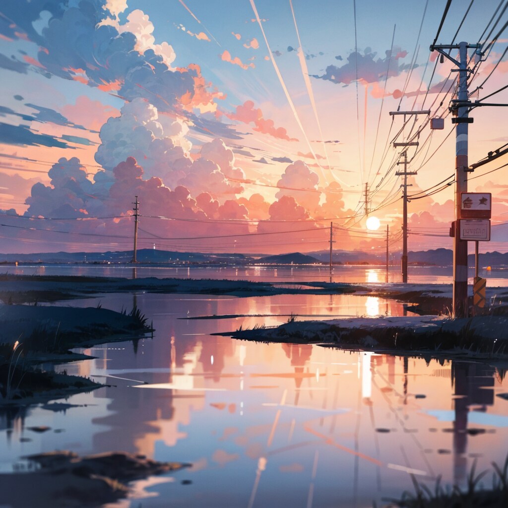 雨上がり、夕焼け