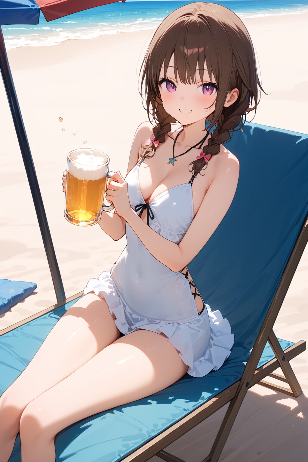 ビーチのバカンスはやっぱこれでしょ　HALO版 | の人気AIイラスト・グラビア