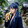 リンちゃん💙雨の紫陽花寺 5枚目