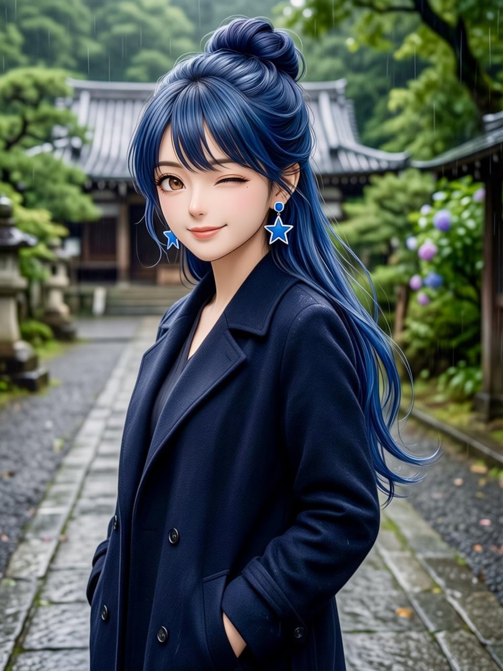 リンちゃん💙雨の紫陽花寺
