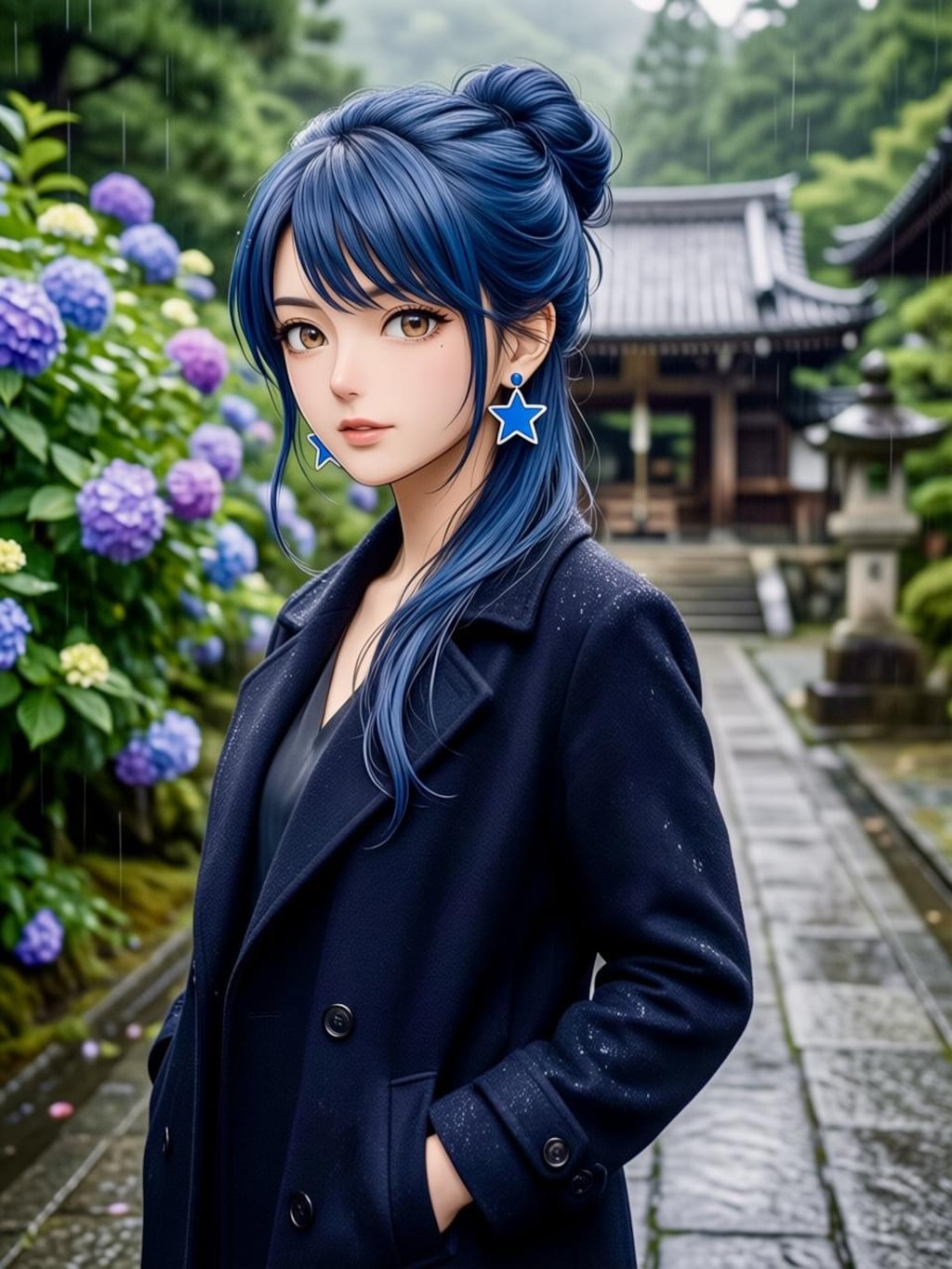 リンちゃん💙雨の紫陽花寺