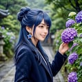 リンちゃん💙雨の紫陽花寺 9枚目