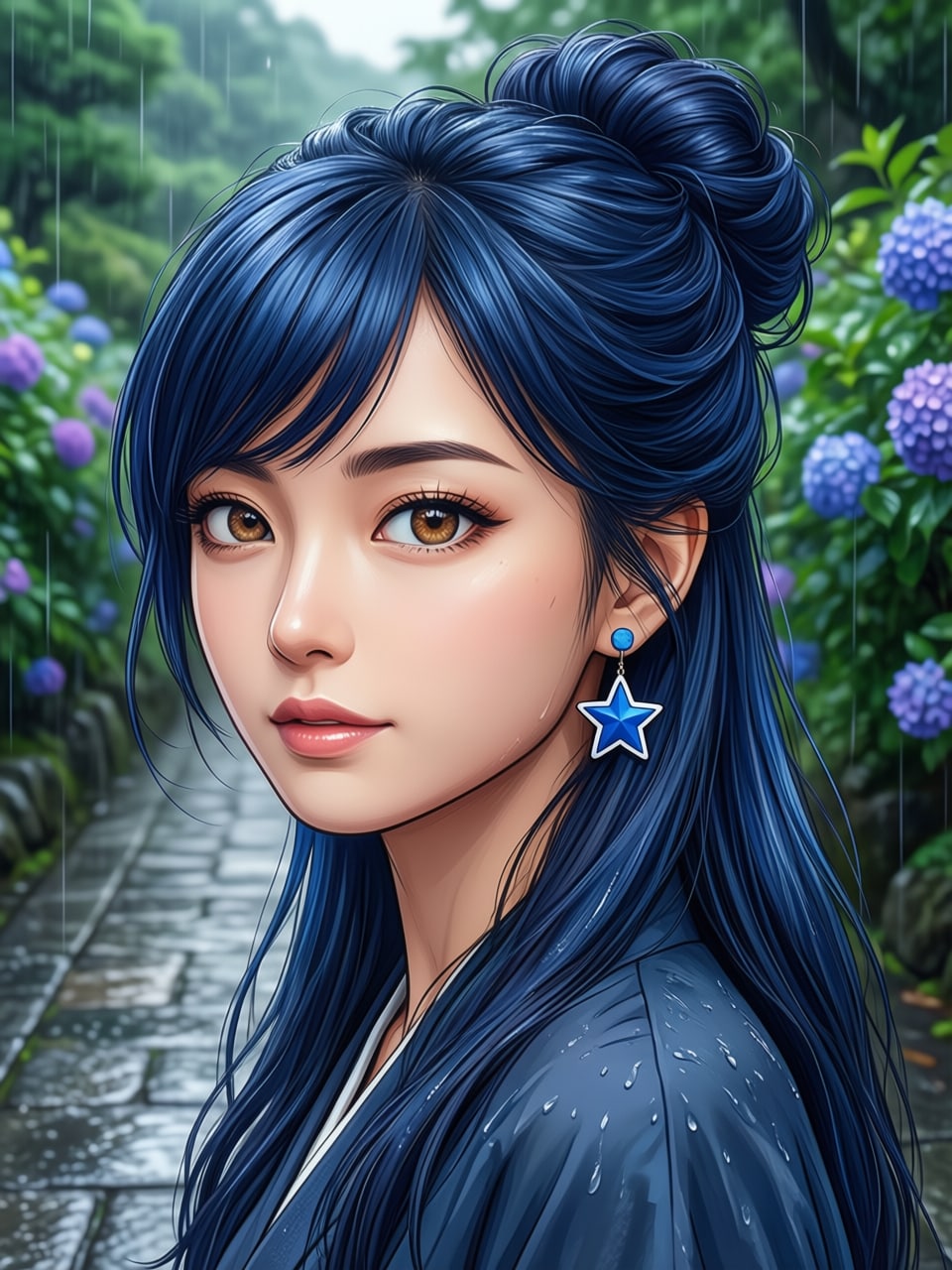 リンちゃん💙雨の紫陽花寺