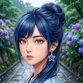 リンちゃん💙雨の紫陽花寺 2枚目
