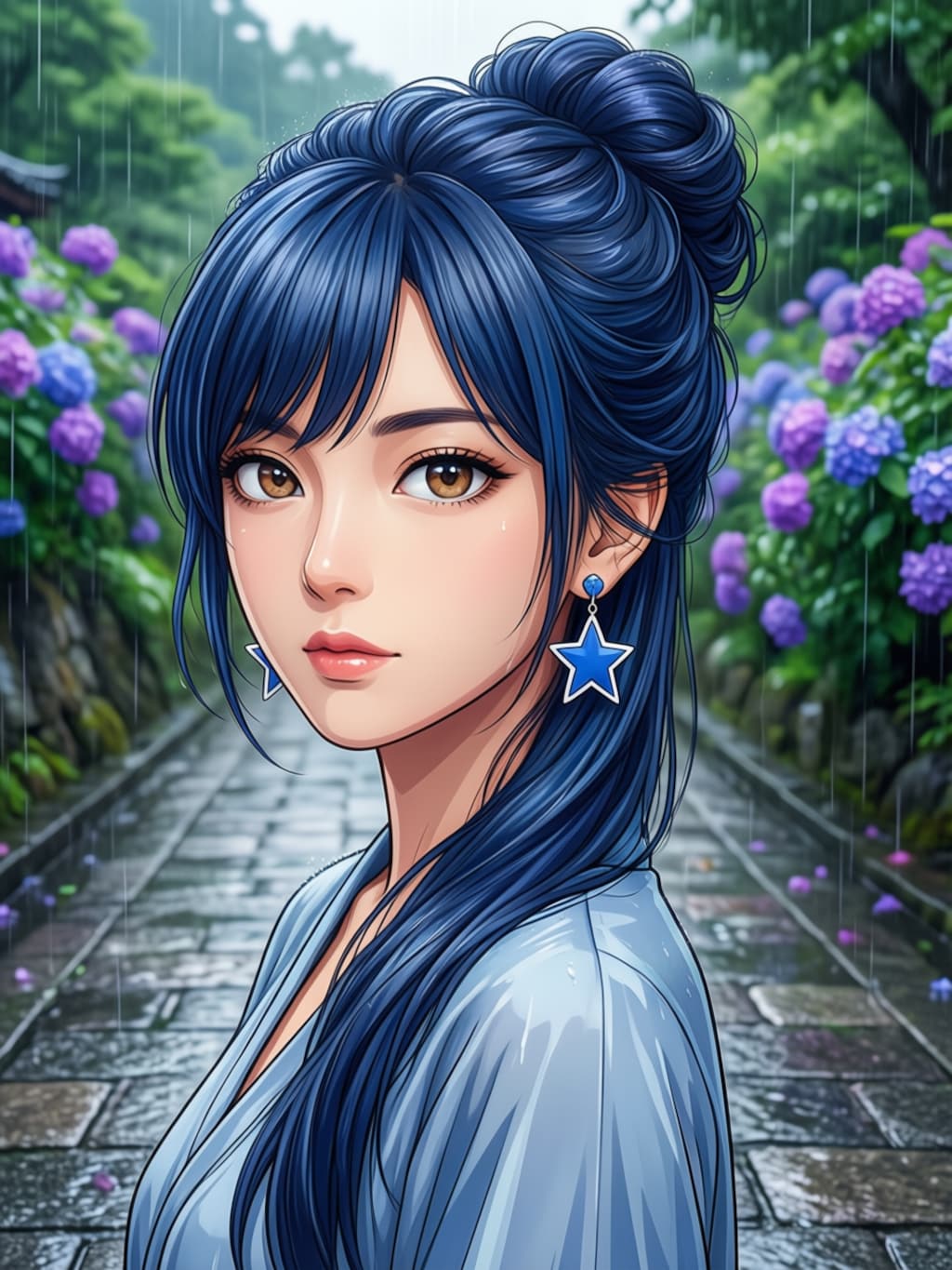 リンちゃん💙雨の紫陽花寺