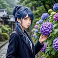 リンちゃん💙雨の紫陽花寺 8枚目
