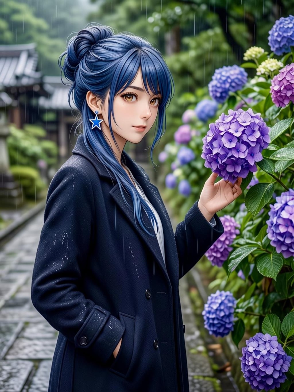 リンちゃん💙雨の紫陽花寺