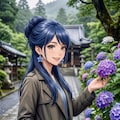 リンちゃん💙雨の紫陽花寺 11枚目