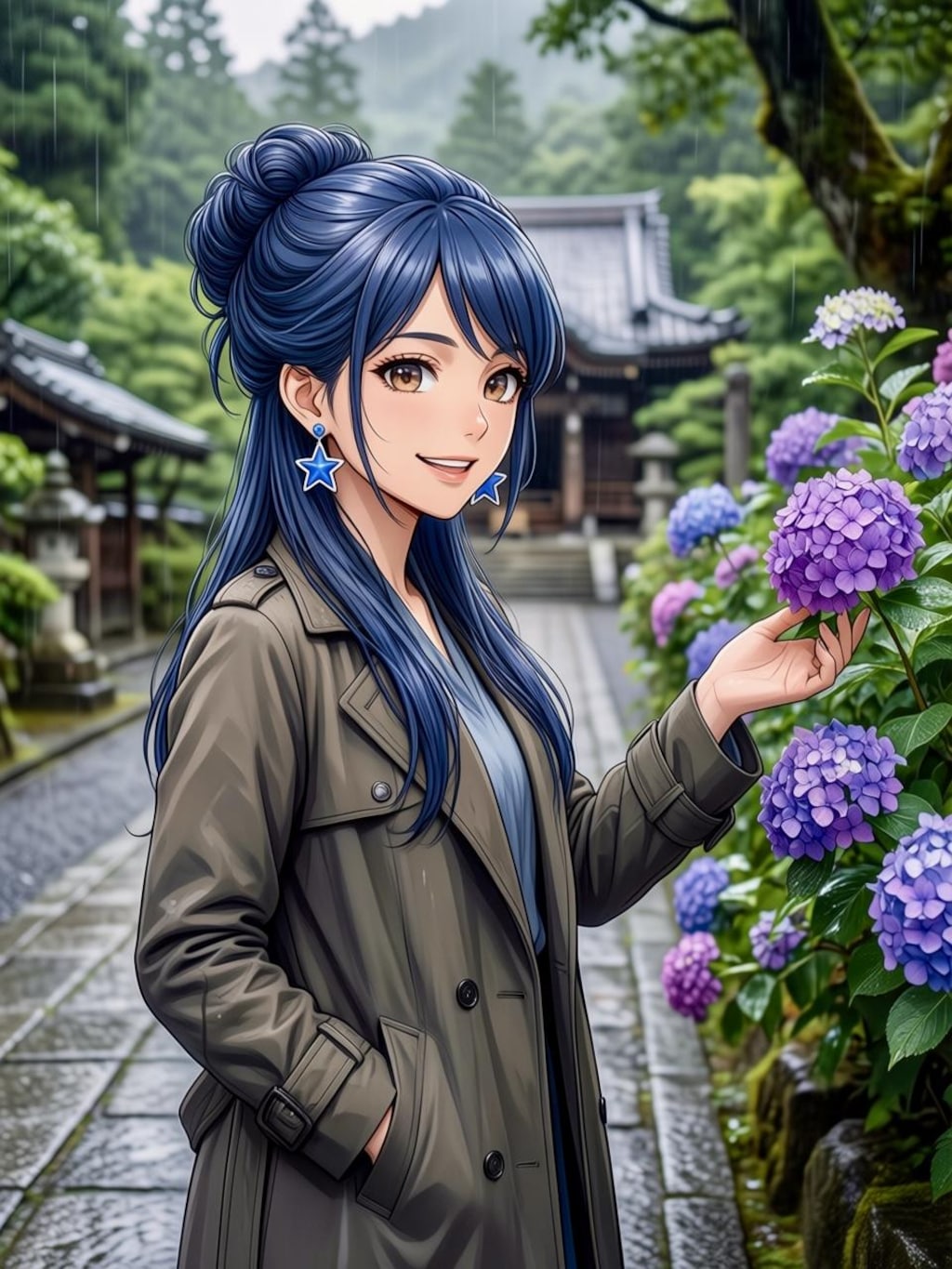 リンちゃん💙雨の紫陽花寺