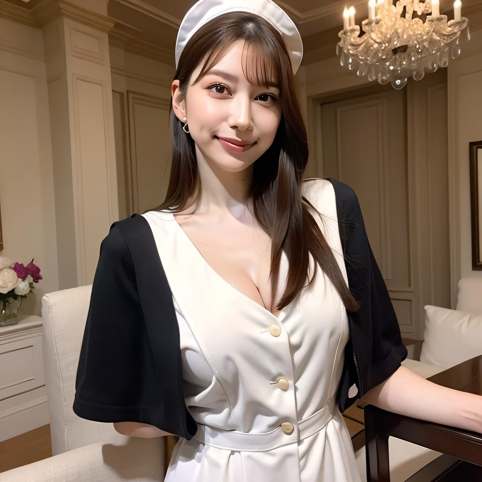 黒髪ロングでメイド服の美女７０ | の人気AIイラスト・グラビア