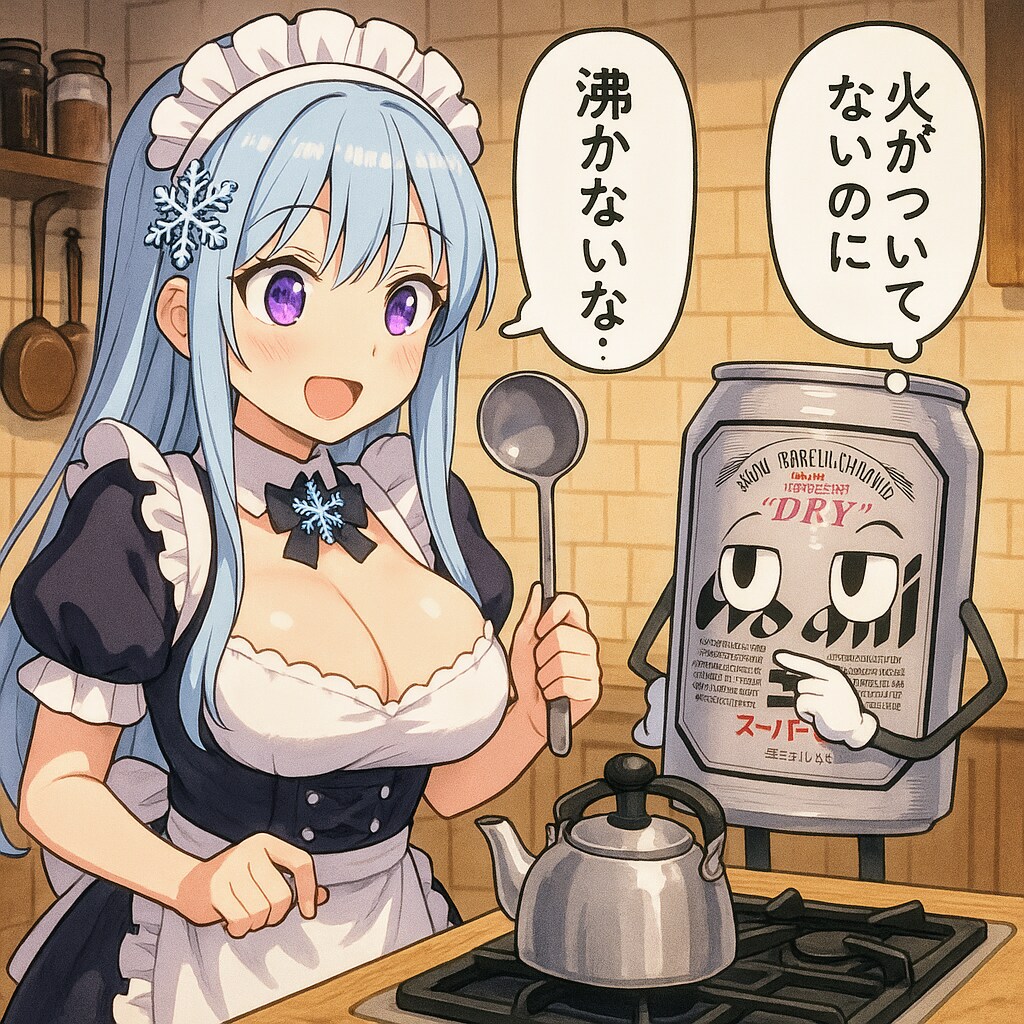 お湯が沸くのを待つスーパーメイドちゃん