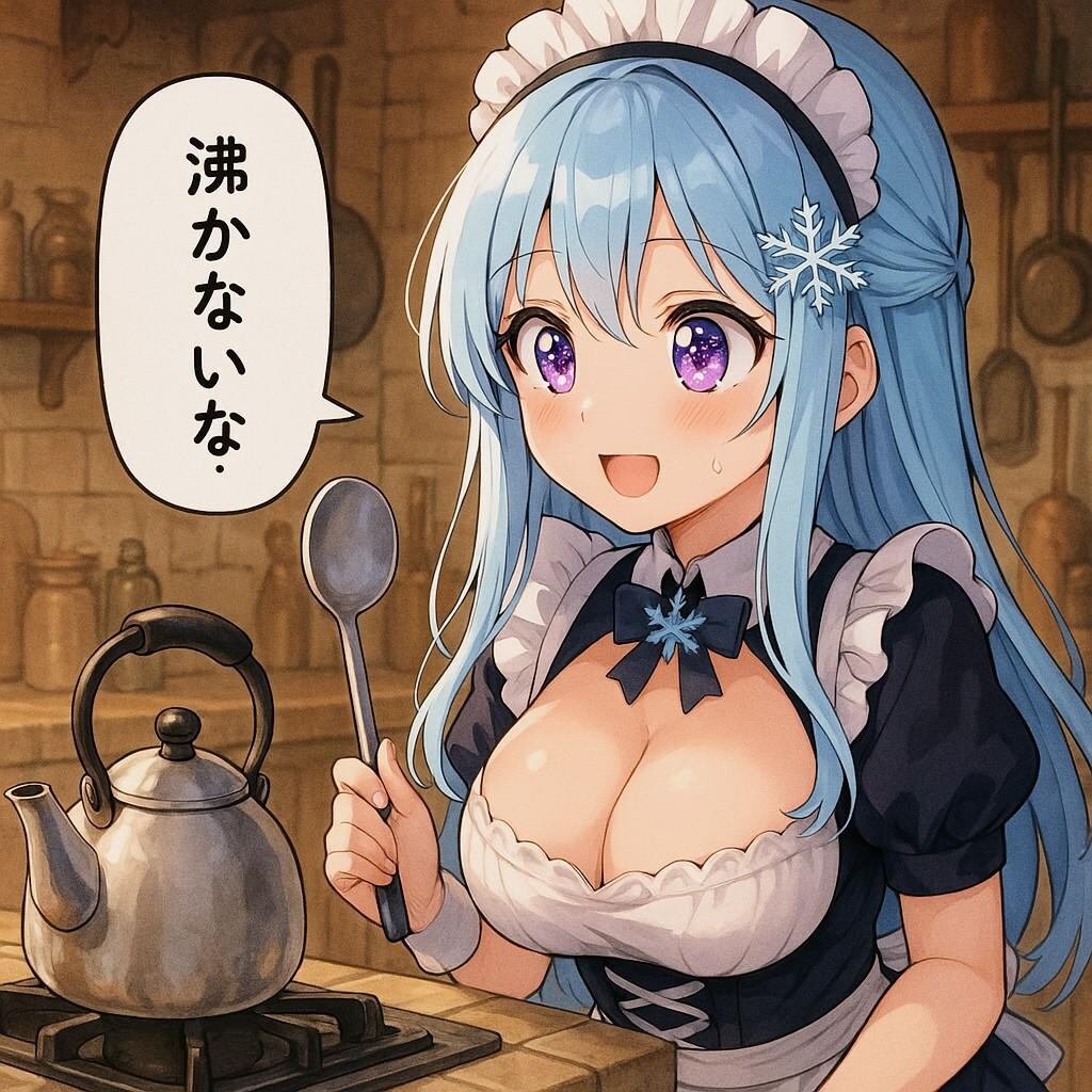 お湯が沸くのを待つスーパーメイドちゃん