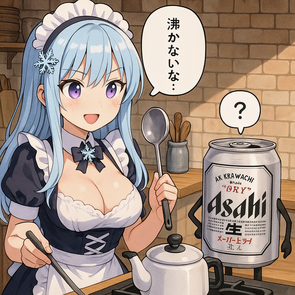 お湯が沸くのを待つスーパーメイドちゃん