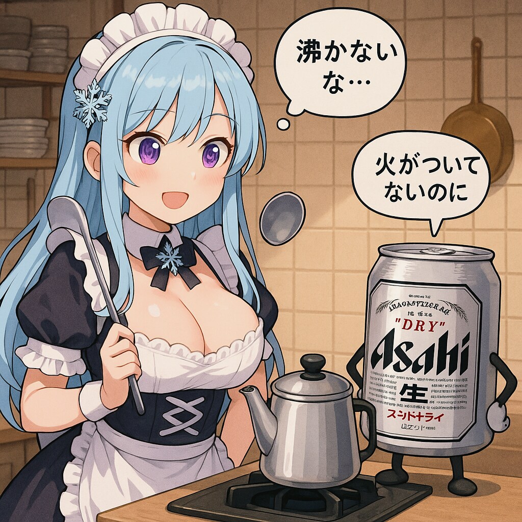 お湯が沸くのを待つスーパーメイドちゃん
