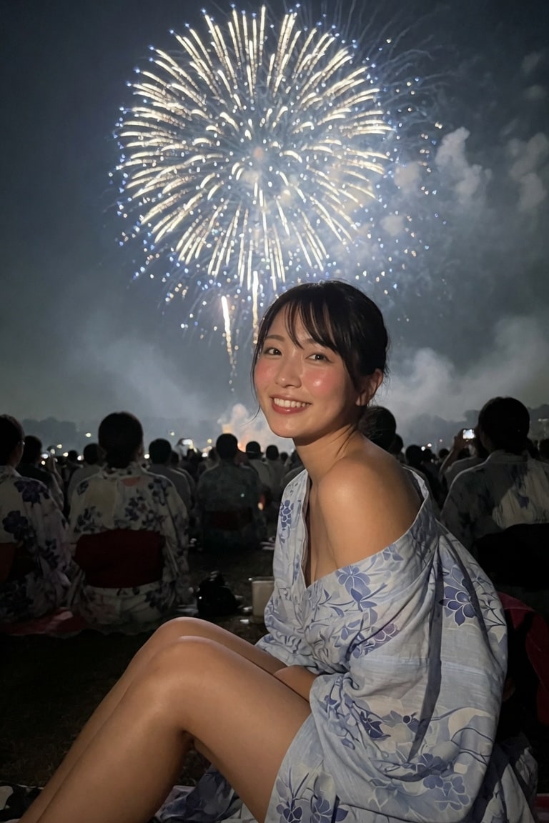 花火の下で
