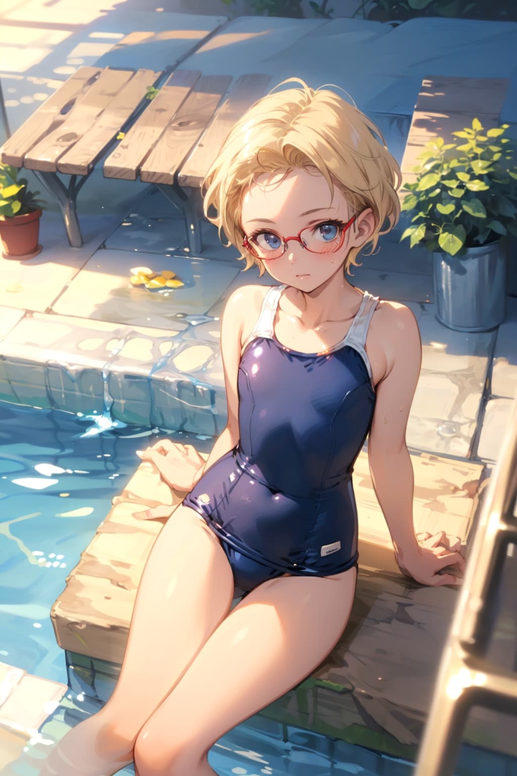 スク水の眼鏡っ娘