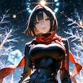 園原杏里、雪あかりの並木道で儚げに佇む夜 3枚目