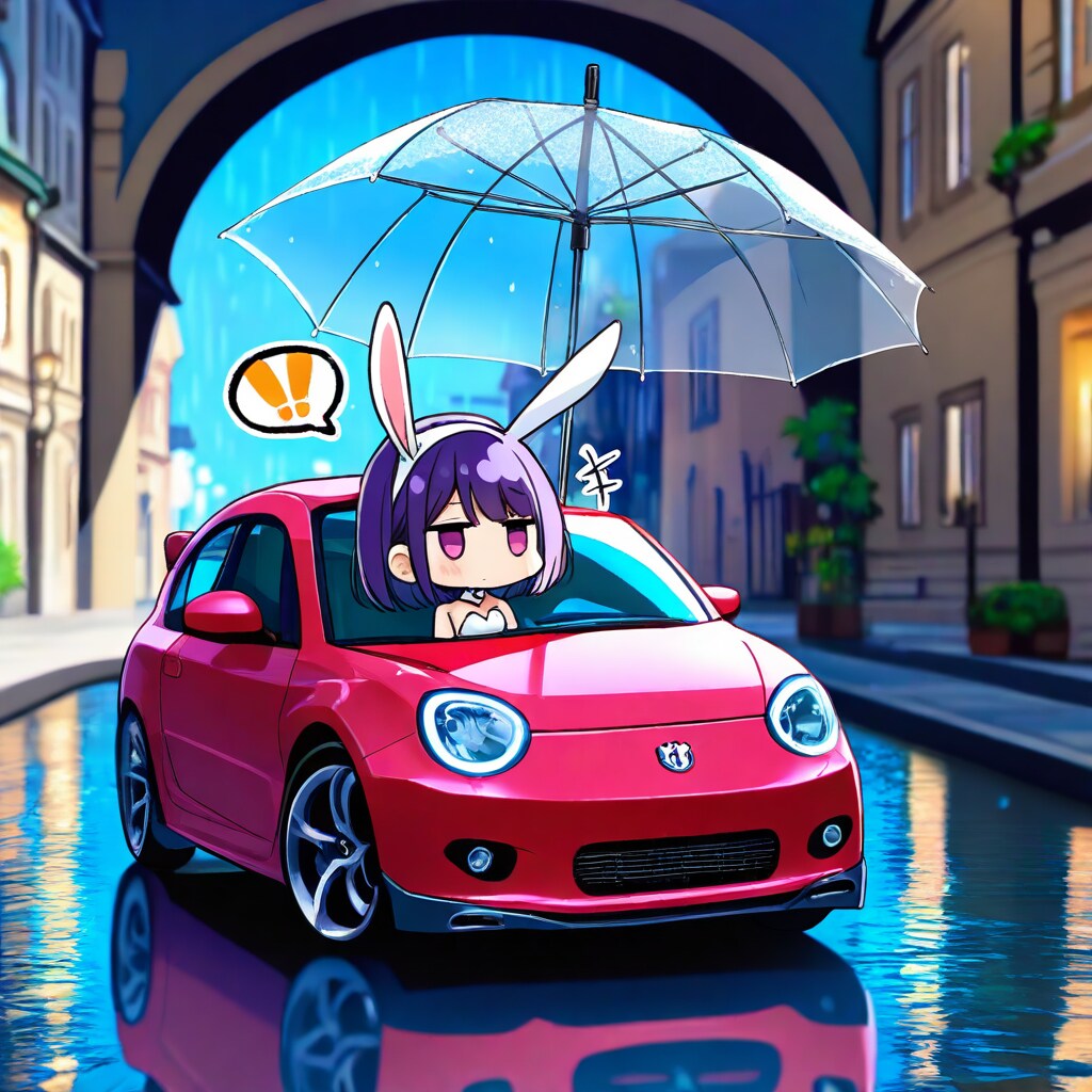 車に乗る紫髪ちゃん