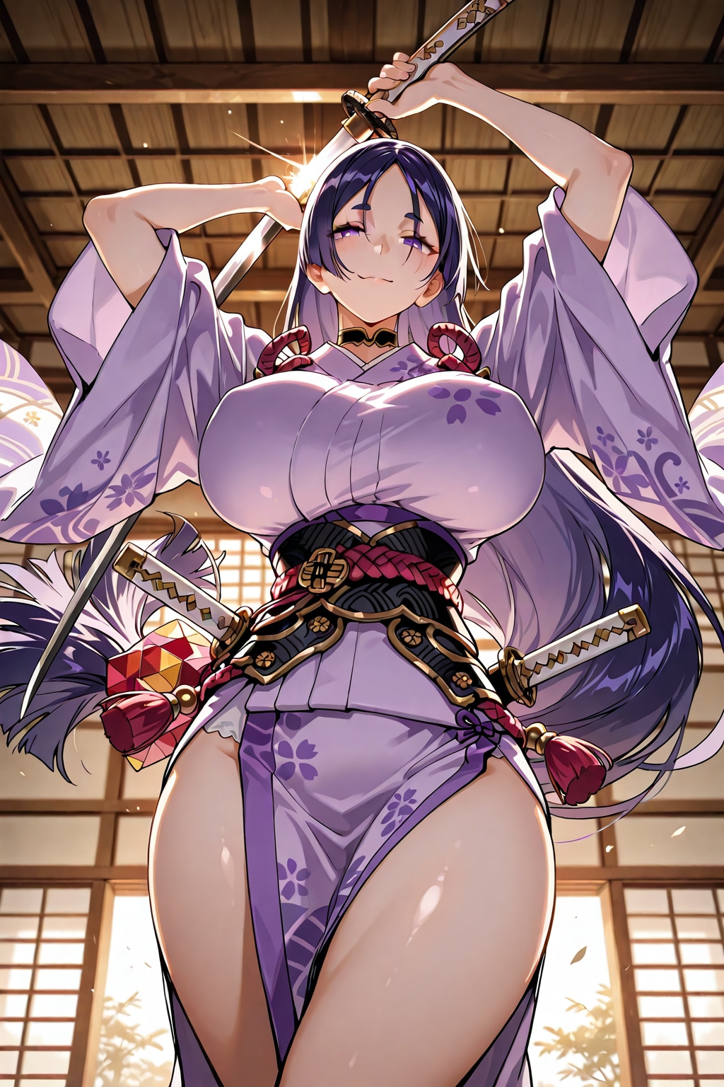 刀を振り下ろす寸前の頼光さん