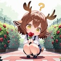 薔薇園に佇む…シカ少女！ 3枚目