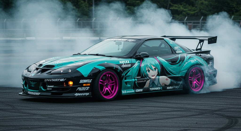 初音ミクポンティアックファイヤーバードトランザムのドリ車