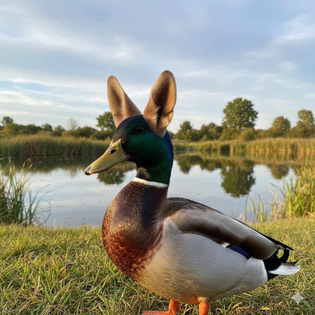ウマ耳が生えたカモ