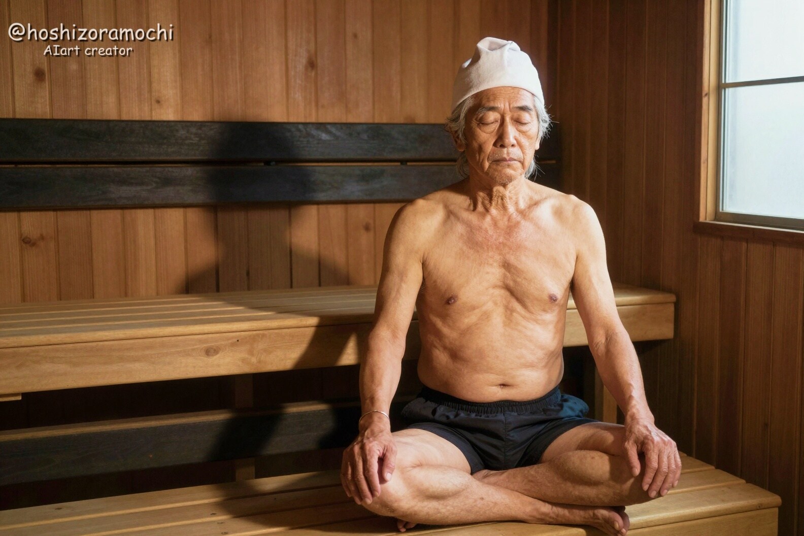 内なる炎：薄暗いサウナ室での瞑想