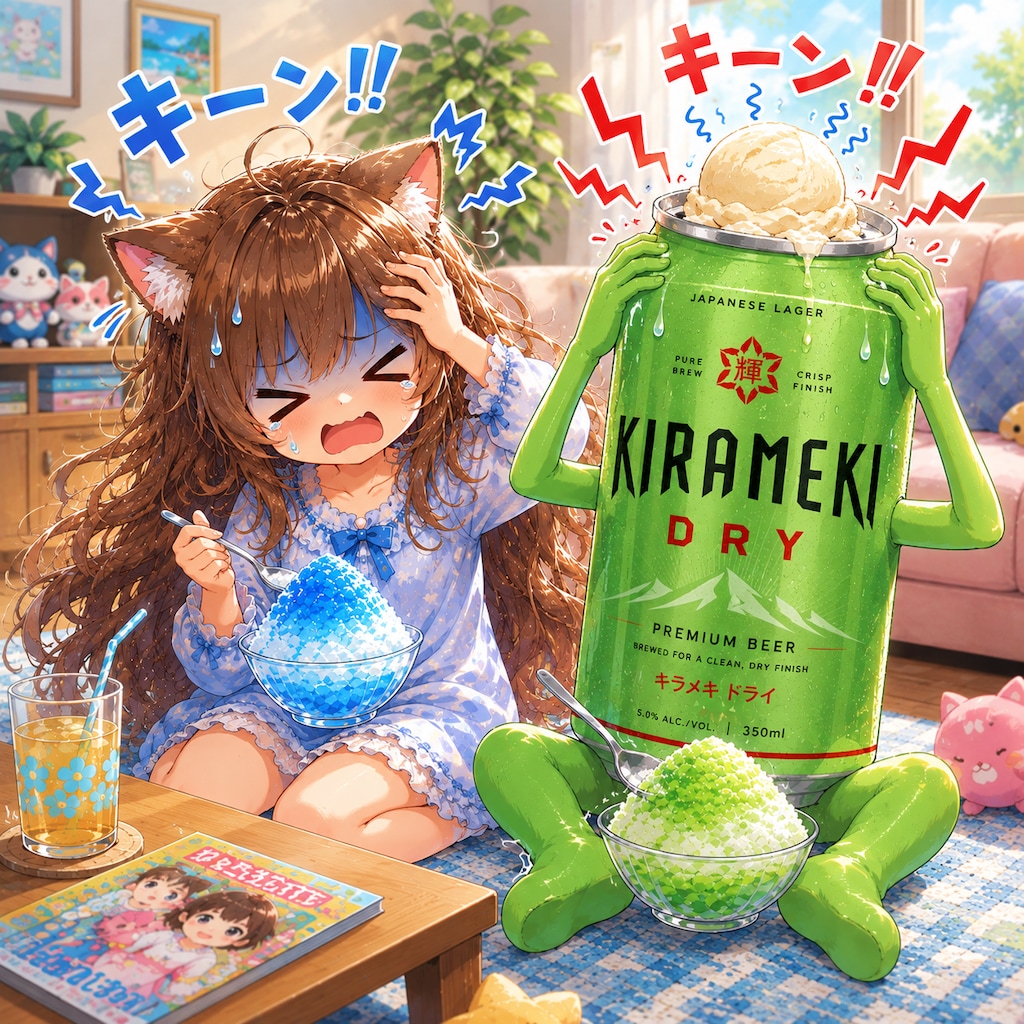 アイスクリーム頭痛の小さな女の子