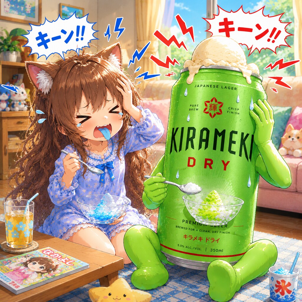 アイスクリーム頭痛の小さな女の子