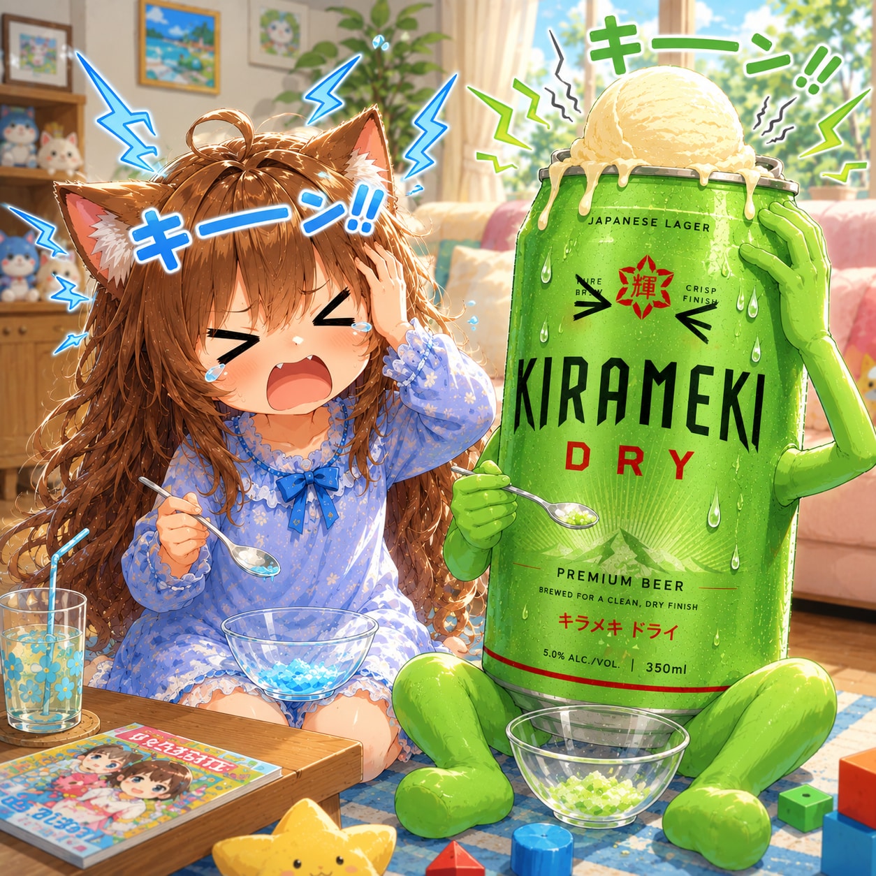 アイスクリーム頭痛の小さな女の子