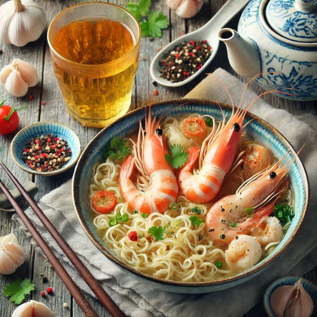 ジャスミンティーとseafood noodle