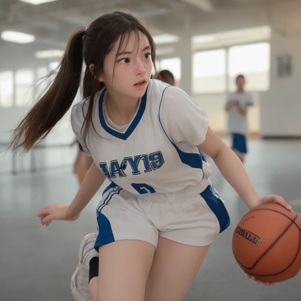 黒髪ポニテでユニフォームの美女５６