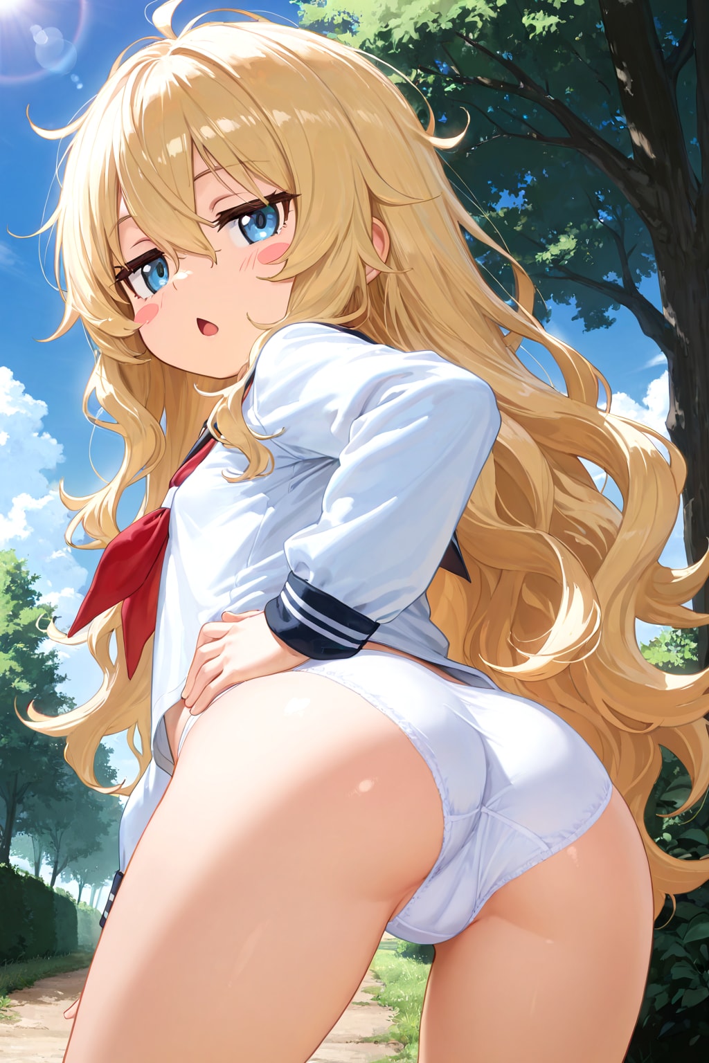 聞いたぞ、にぃにぃにパンツを見せたらアイスを買てもらえるんだと、アイス食べたいぞ、買ってもらえるまでスカート履かないぞ