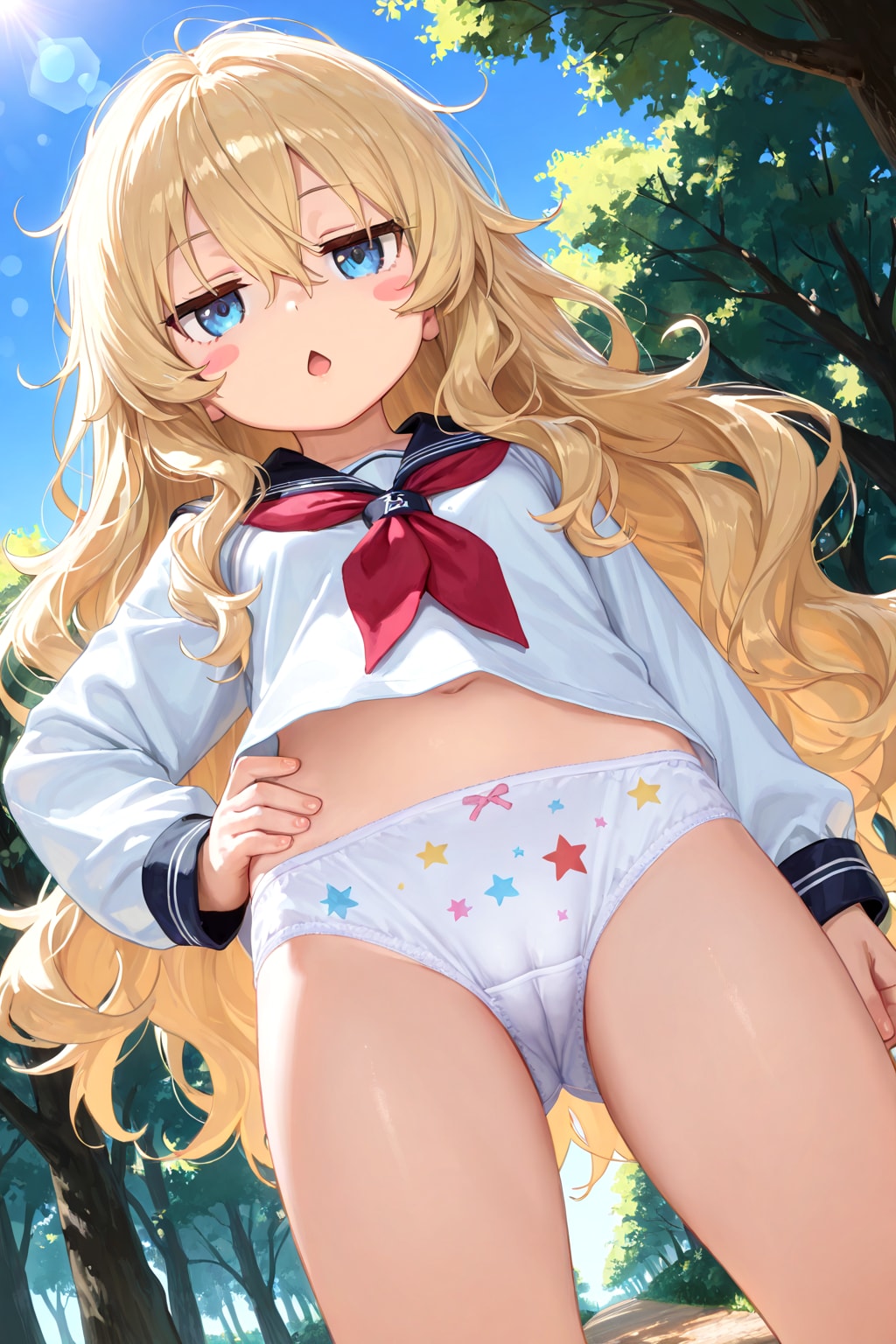 聞いたぞ、にぃにぃにパンツを見せたらアイスを買てもらえるんだと、アイス食べたいぞ、買ってもらえるまでスカート履かないぞ