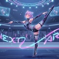 高難度の練習をする新体操のシス 2枚目