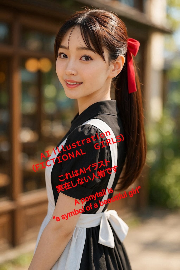 メイド風なポニーテール美少女 | の人気AIイラスト・グラビア