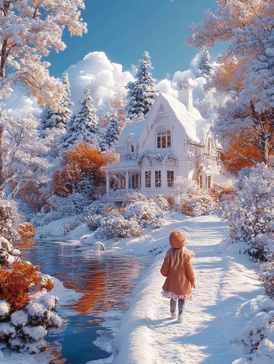雪の小道と白い家 | の人気AIイラスト・グラビア