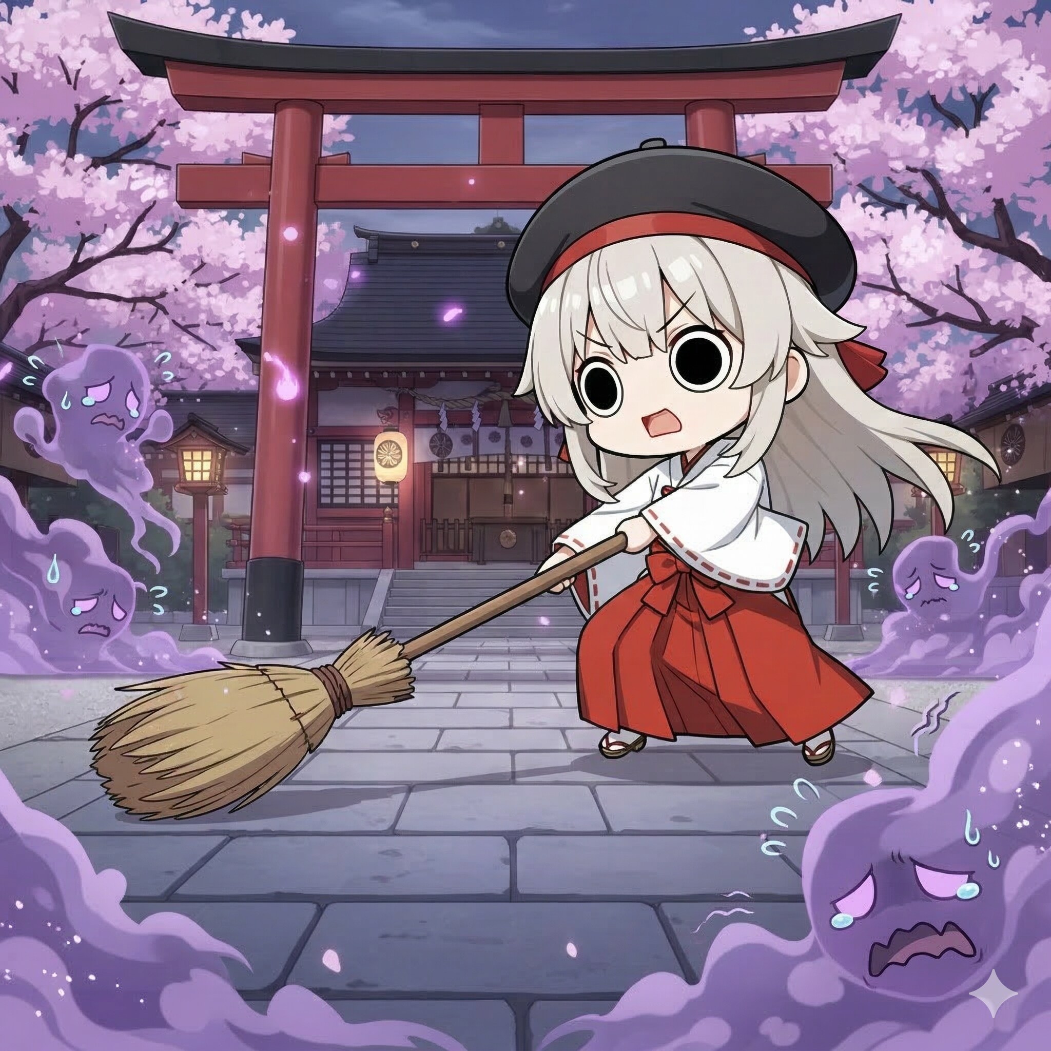夜桜神社で悪霊退散してしまいよったえらいこっちゃ嬢 | の人気AIイラスト・グラビア