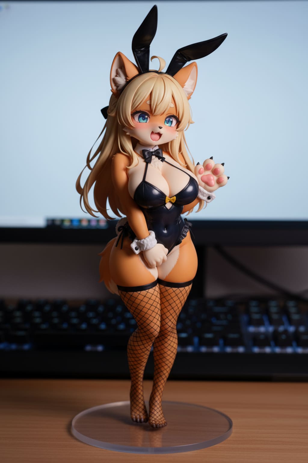 御主人様が自分そっくりのフィギュアを買ってきて興奮気味のケモノっ娘ちゃん♪