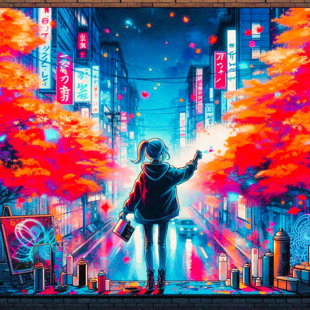 ネオンの中に輝く秋彩(あきいろ)