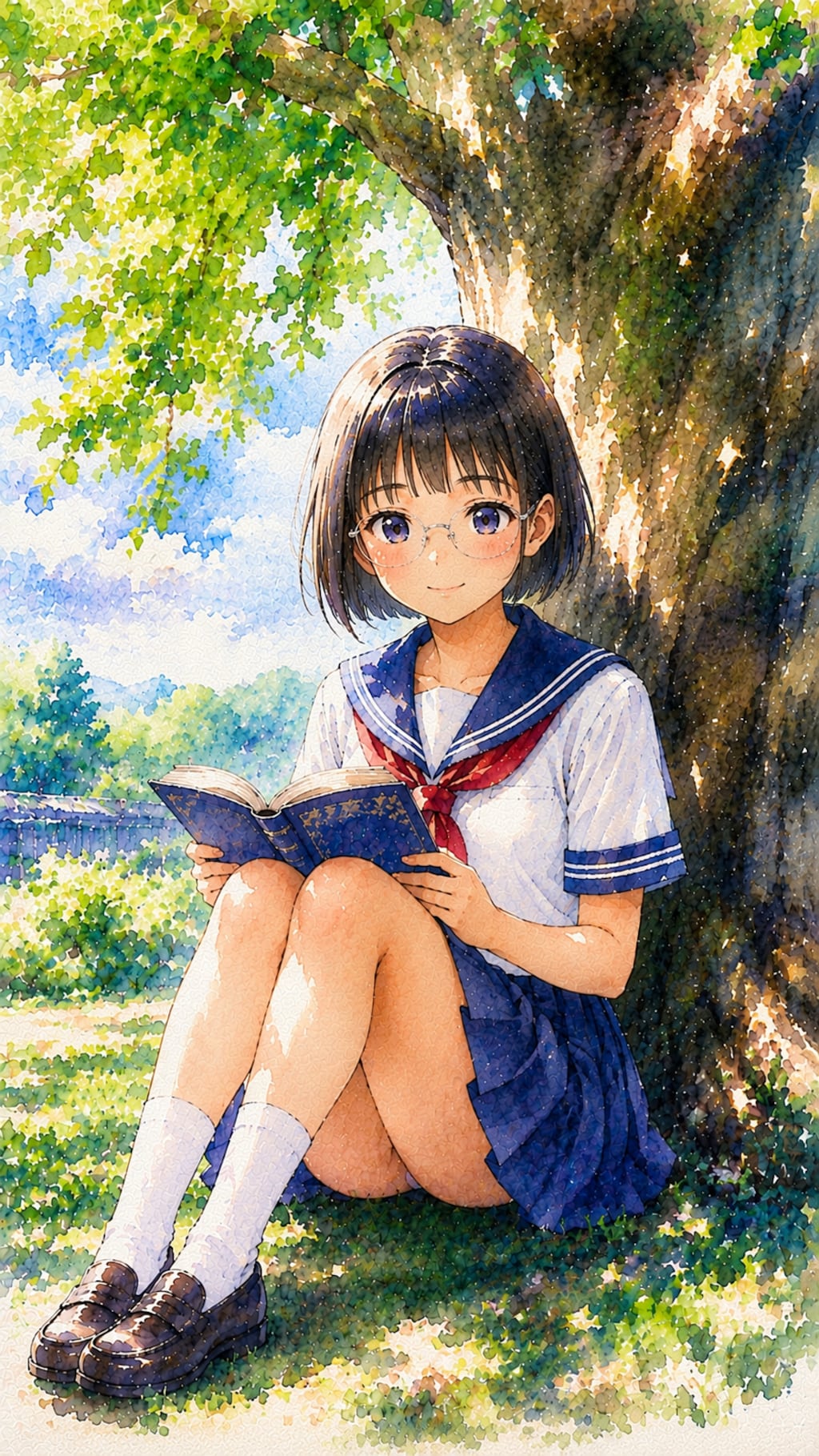 隣に座る？涼しいよ。