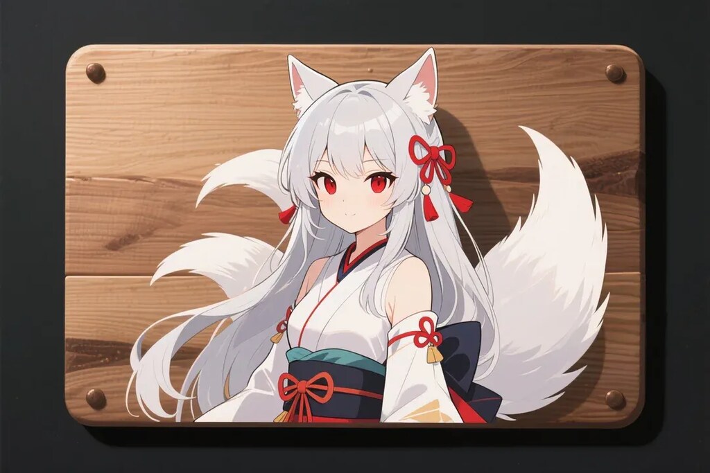 さくらちゃん作？キツネの御神体様の木製プレート⁇