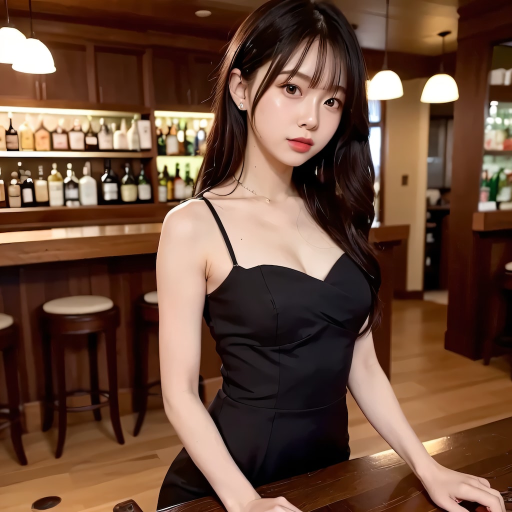 黒髪ロングで酒場の美女４８
