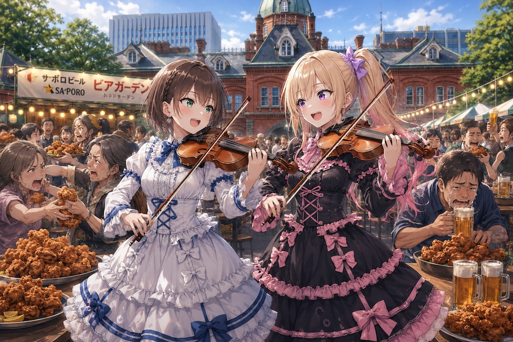 からあげちゃんと赤レンガ前