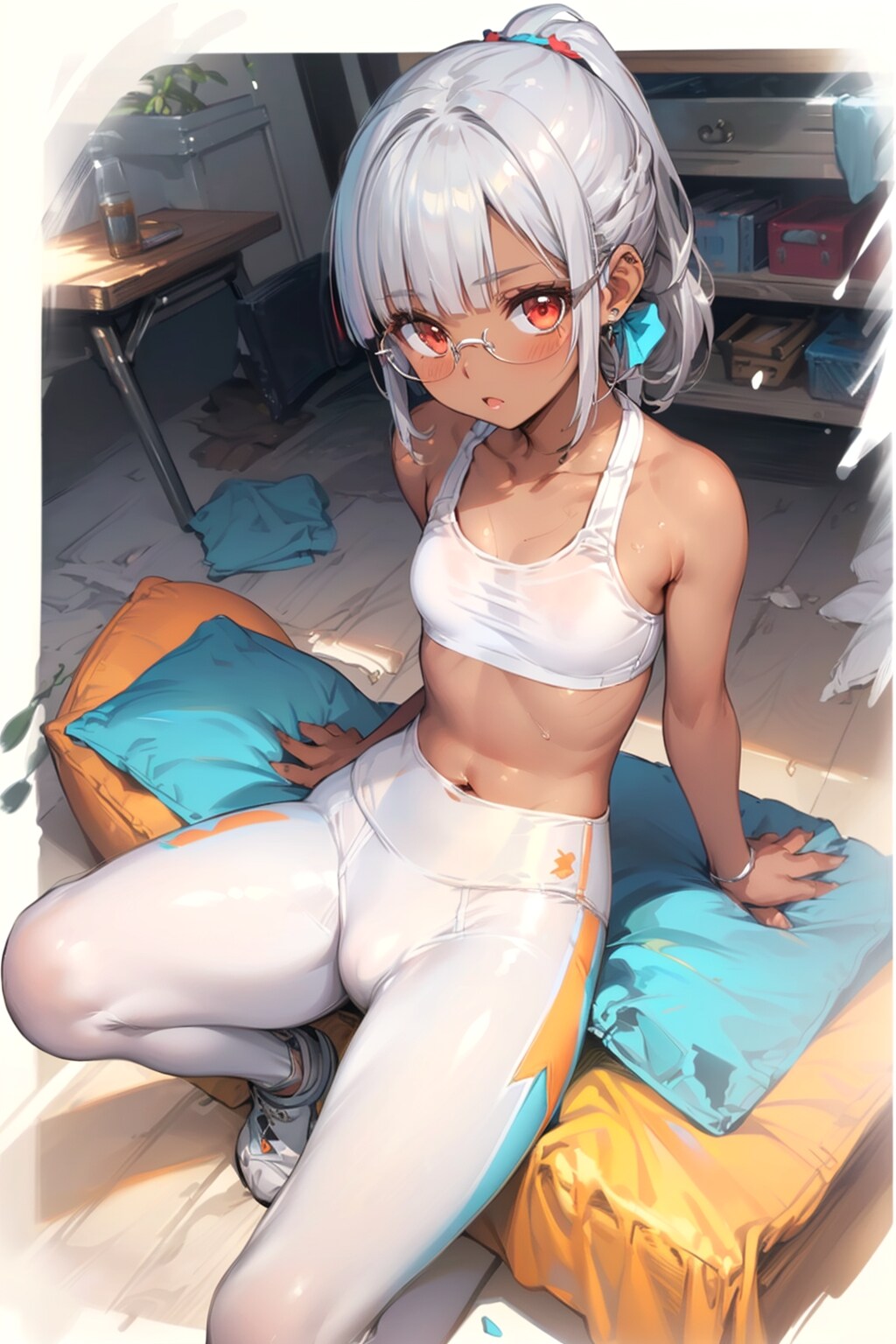 スポーツウェアの眼鏡っ娘