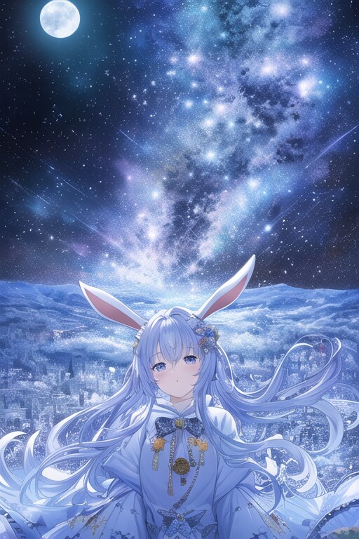 見上げた兎