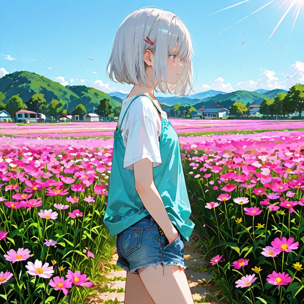 汎用ちゃん　コスモス畑を散歩する | の人気AIイラスト・グラビア