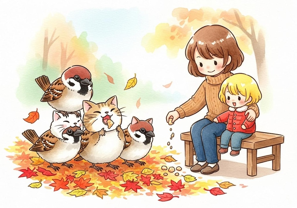 公園の雀と猫雀とその他