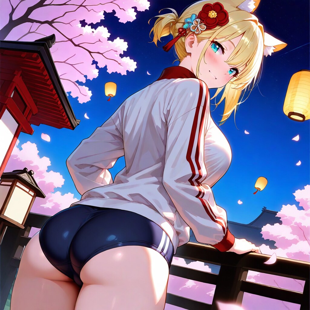 桜とブルマおしり！