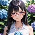 紫陽花の二人。 2枚目